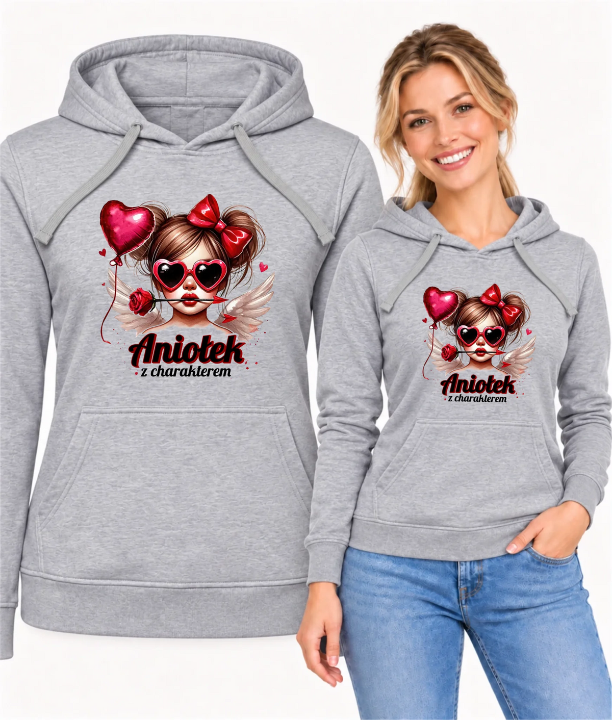 Bluza damska z kapturem - Aniołek z charakterem W58