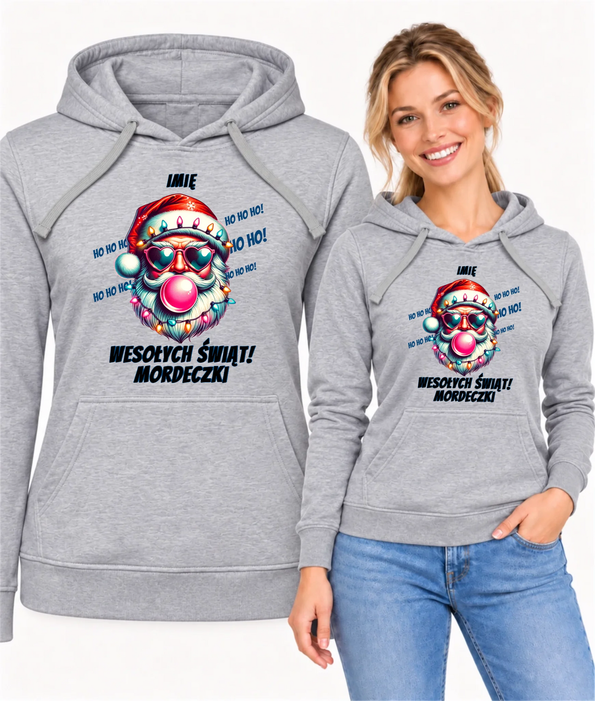 Bluza damska z kapturem świąteczna - Mikołaj Wesołych Świąt Mordeczki - personalizowana BN17