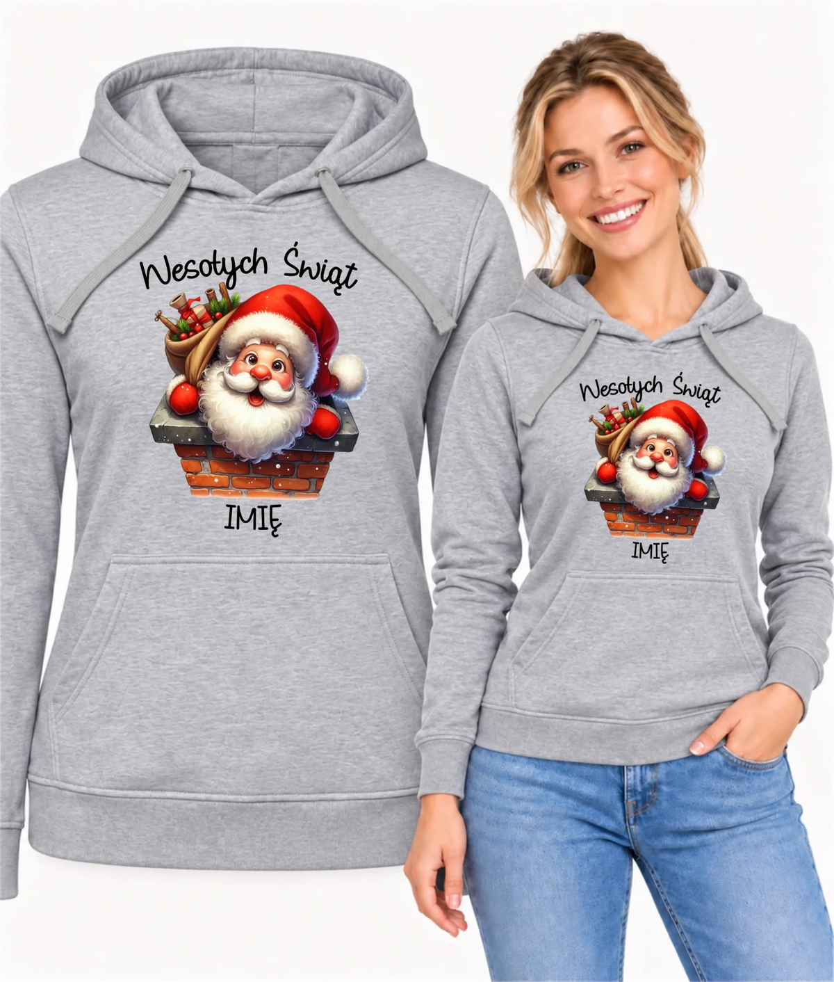 Bluza damska z kapturem świąteczna - prezent na Mikołajki Mikołaj - personalizowana BN08
