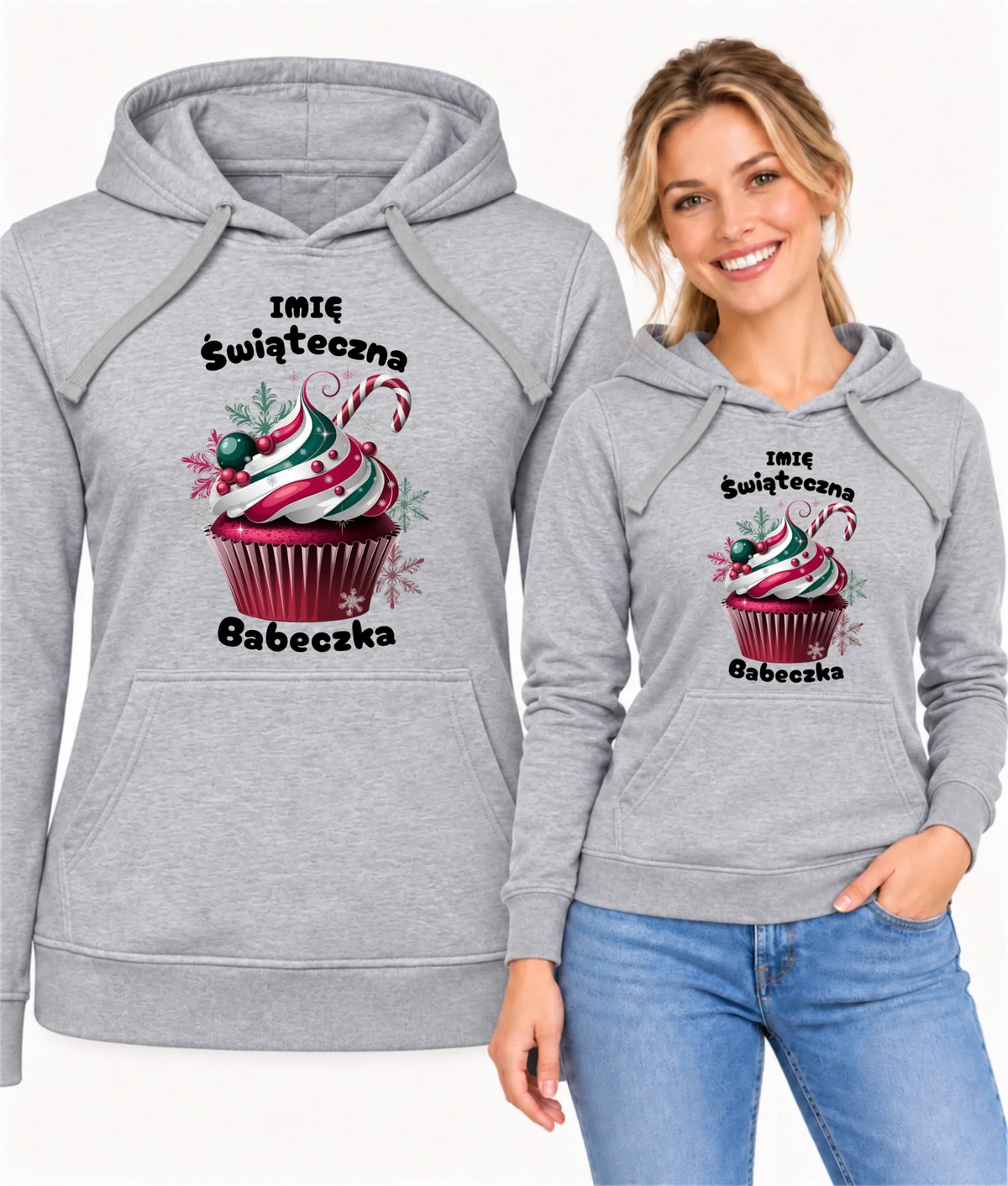 Bluza damska z kapturem na święta - Świąteczna babeczka - personalizowana BN30