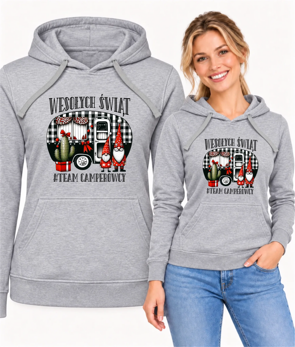 Bluza damska z kapturem świąteczna - Wesołych Świąt Team Camperowcy BN44