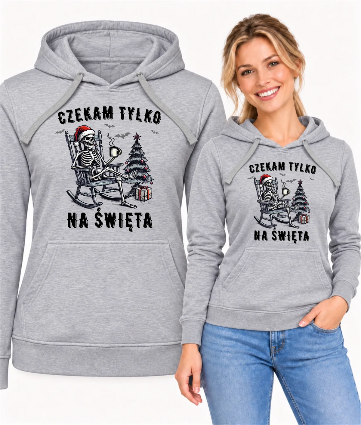 Bluza damska z kapturem świąteczna - Czekam tylko na święta BN56
