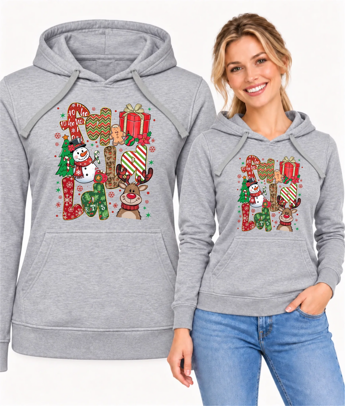 Bluza damska z kapturem świąteczna - Fa la la BN71