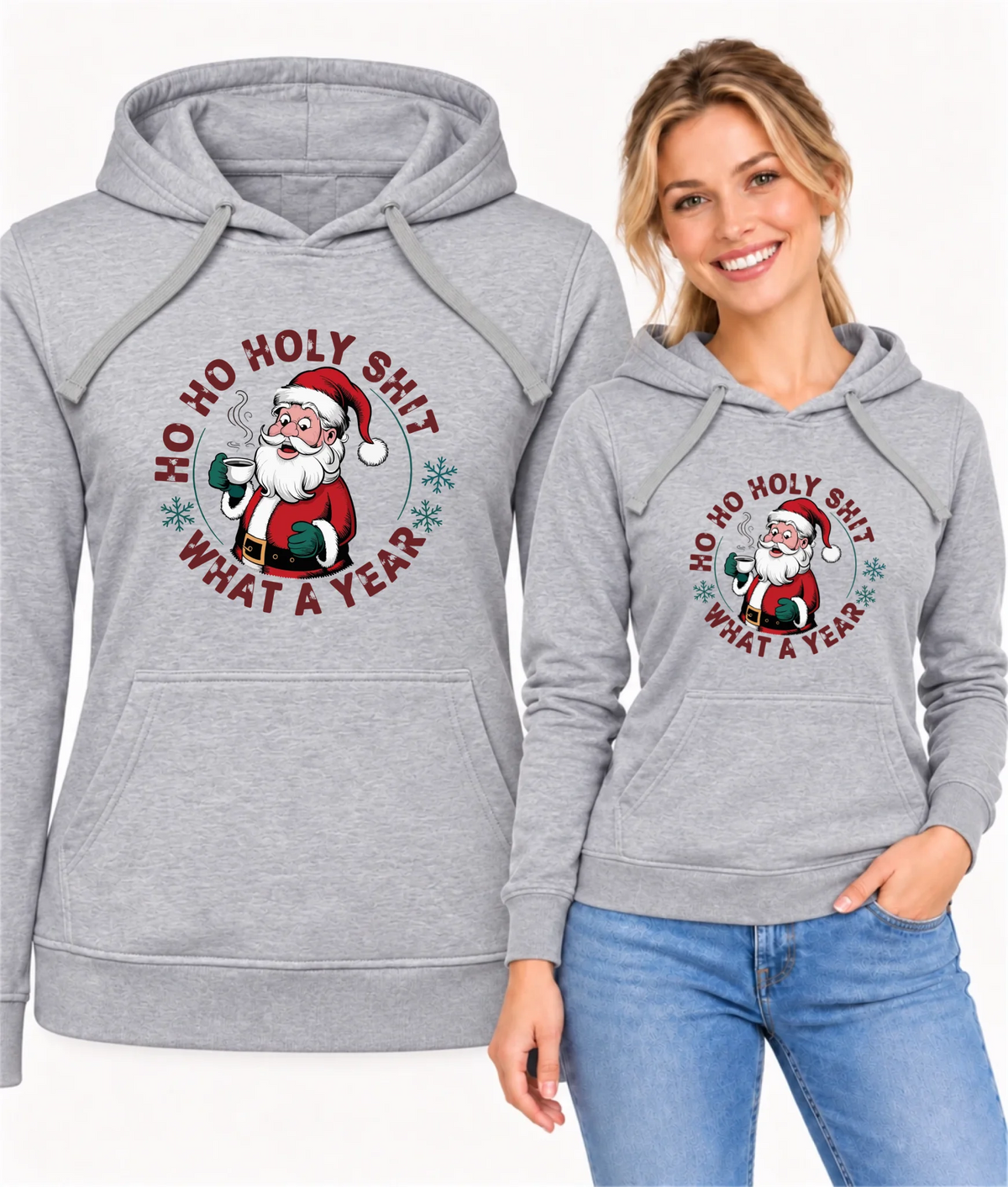 Bluza damska z kapturem świąteczna - Ho ho holy shit what a year BN74