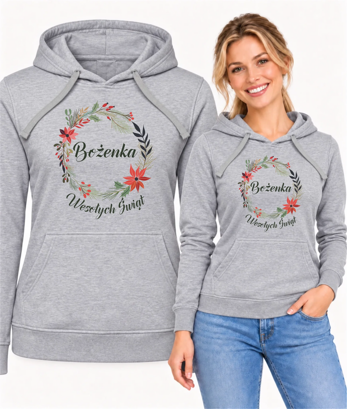 Bluza damska z kapturem świąteczna - Wesołych Świąt - personalizowana BN19
