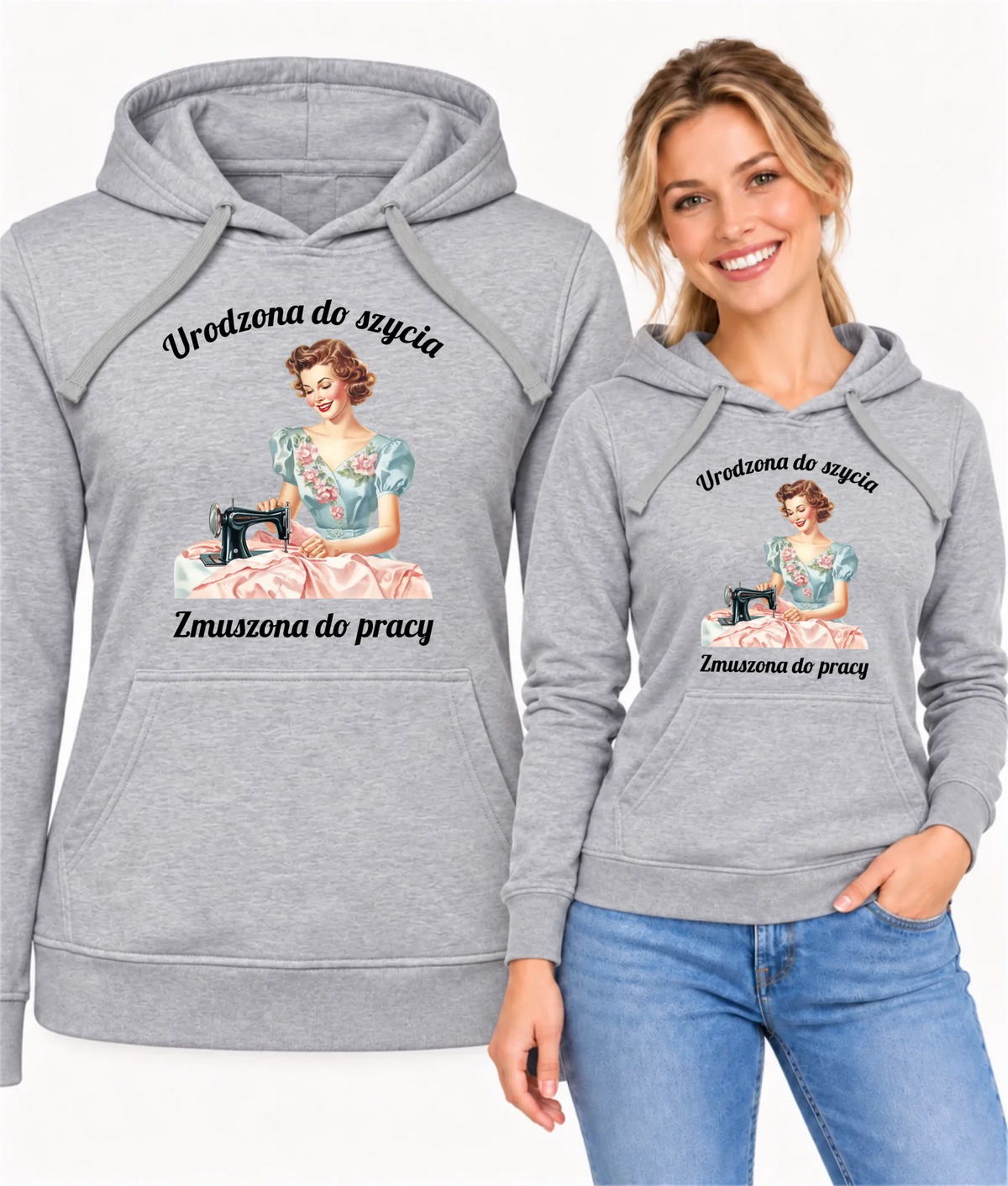 Bluza damska z kapturem szyciowa dla krawcowej - Urodzona do szycia HS18