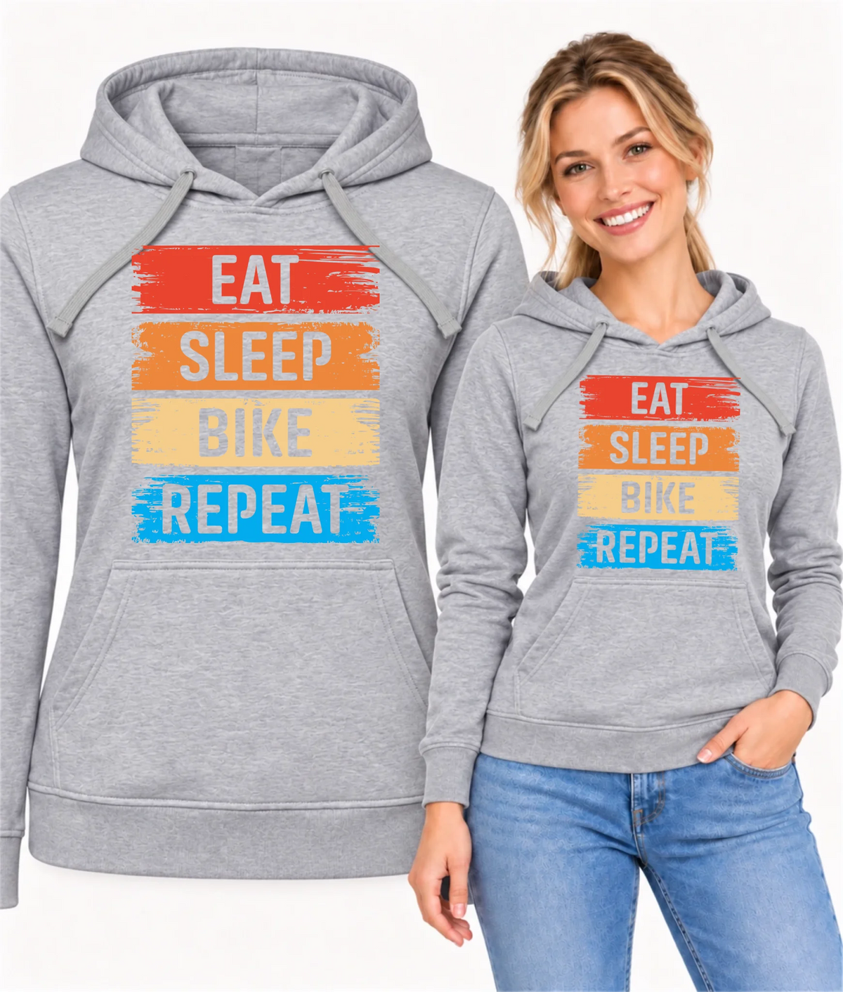 Bluza damska z kapturem na rower - Eat sleep bike repeat HR03