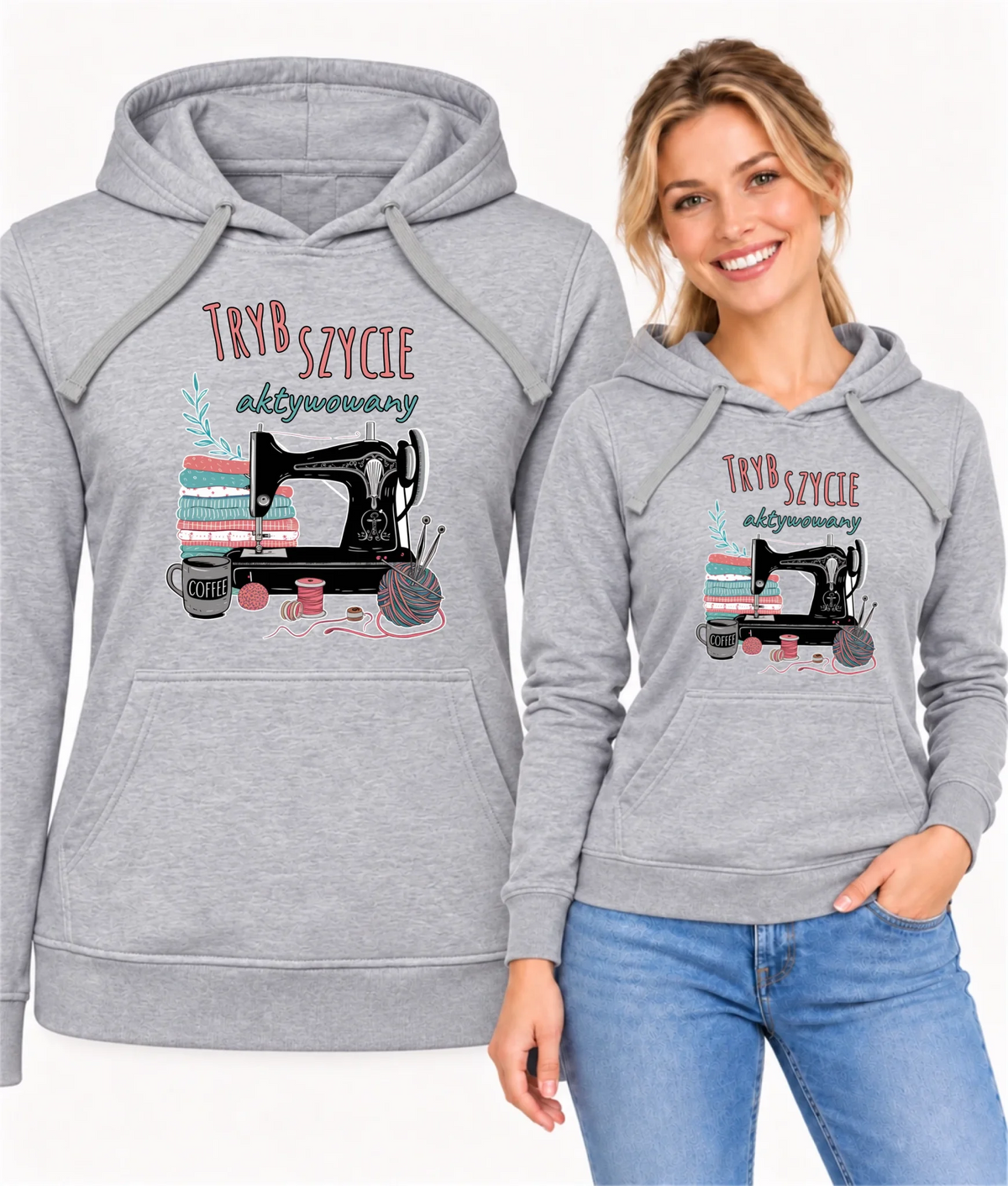 Bluza damska z kapturem szyciowa dla krawcowej - Tryb szycie aktywowany HS06
