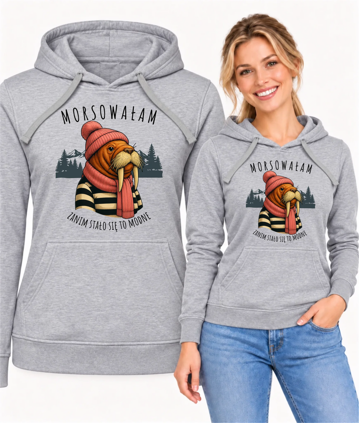 Bluza damska z kapturem - prezent dla morsa - Morsowałam zanim stało się to modne - Mors HM21