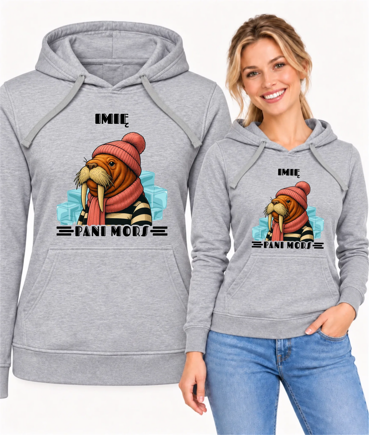Bluza damska z kapturem - prezent dla morsa - Pani Mors - personalizowana HM16