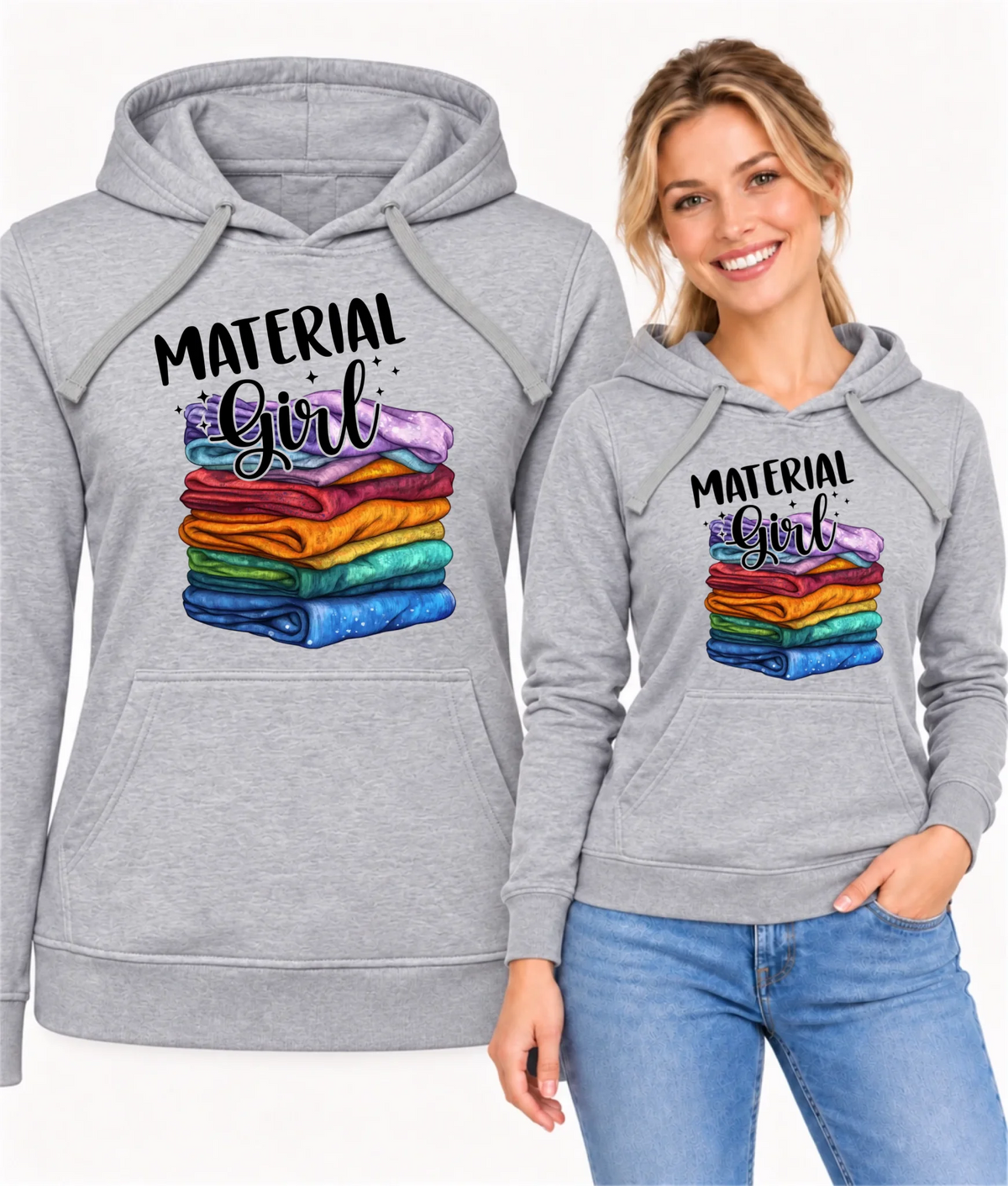 Bluza damska z kapturem szyciowa - prezent dla krawcowej - Material Girl HS02