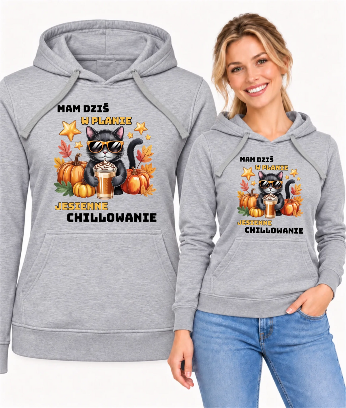 Bluza damska z kapturem jesienna - Mam dziś w planie jesienne chillowanie JS34