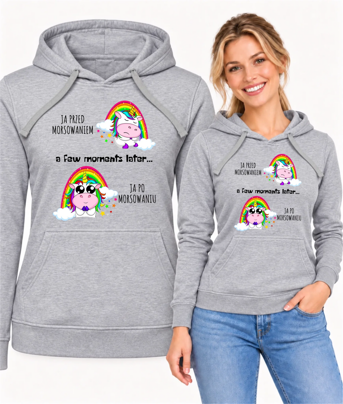 Bluza damska z kapturem - prezent dla morsa - Jednorożec - Ja po morsowaniu HM11