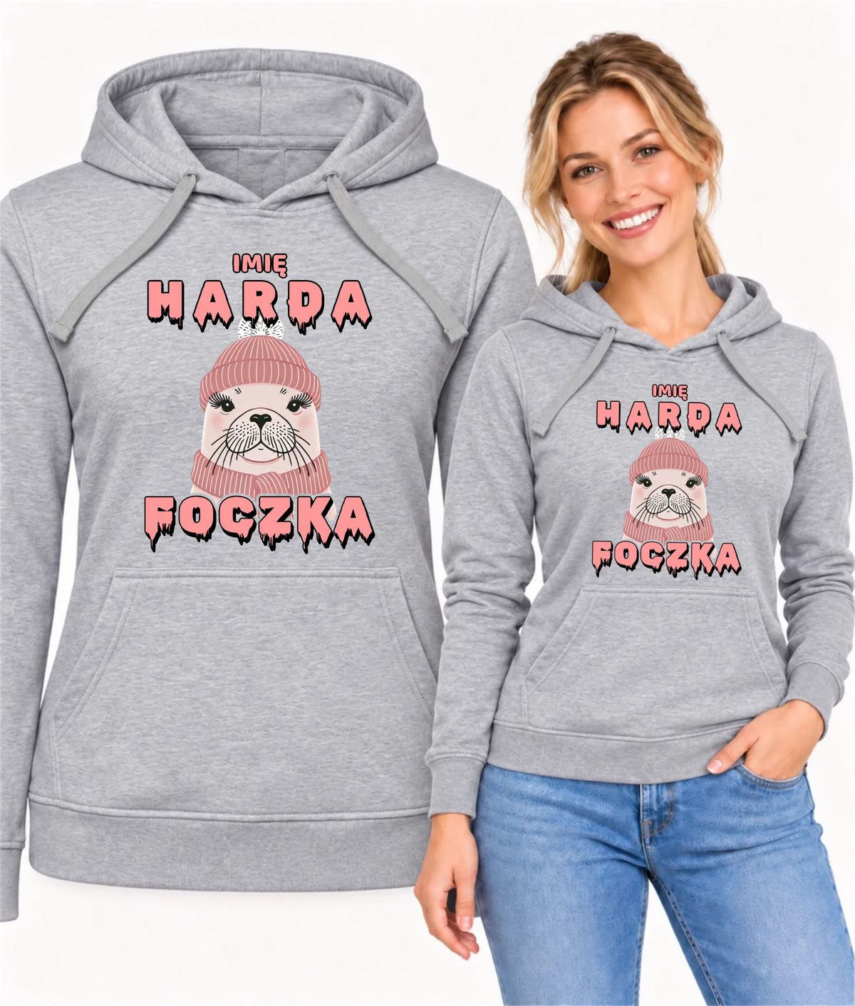 Bluza damska z kapturem - prezent dla morsa - Harda foczka - personalizowana HM05