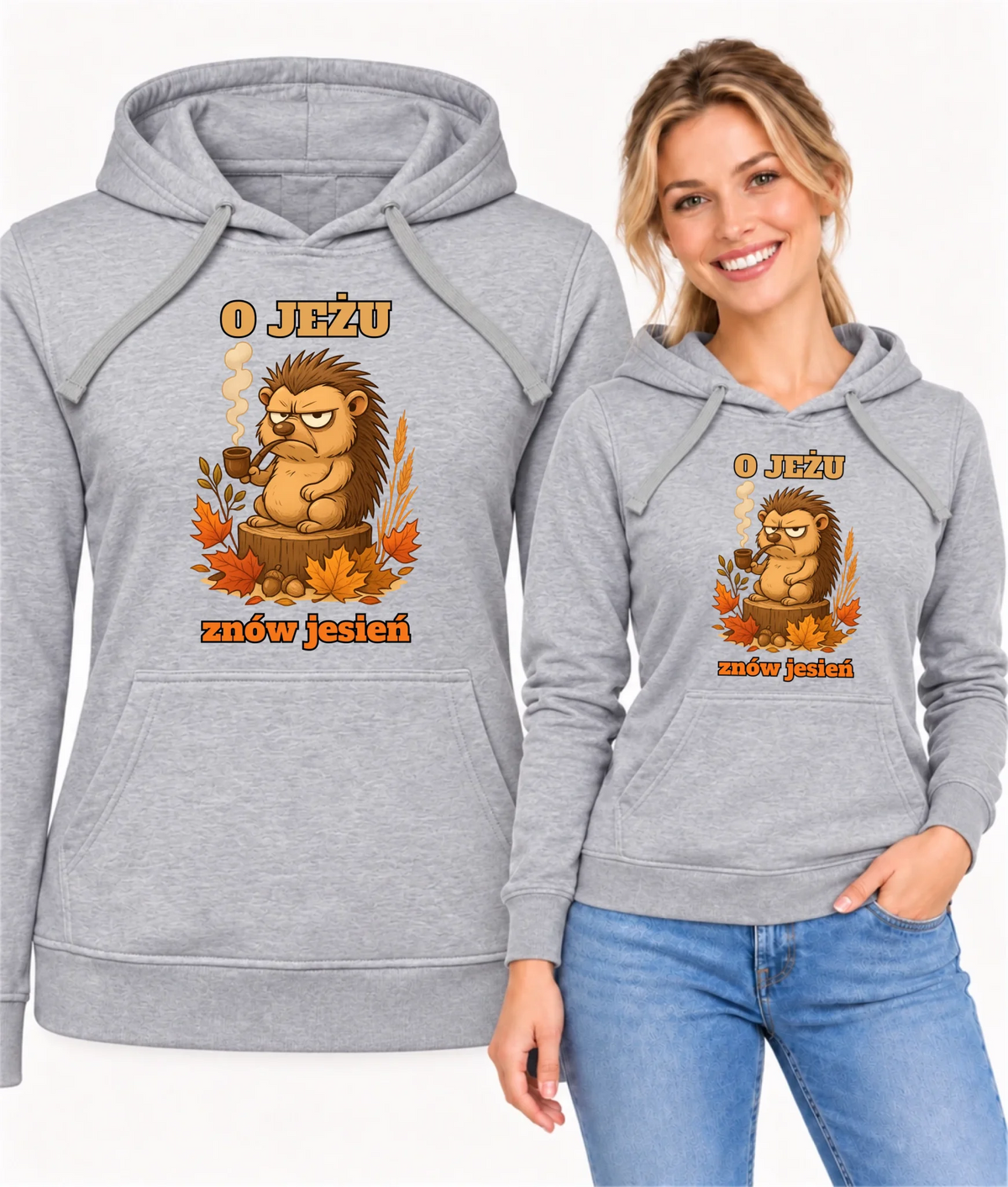 Bluza damska z kapturem jesienna - O jeżu znów jesień JS20