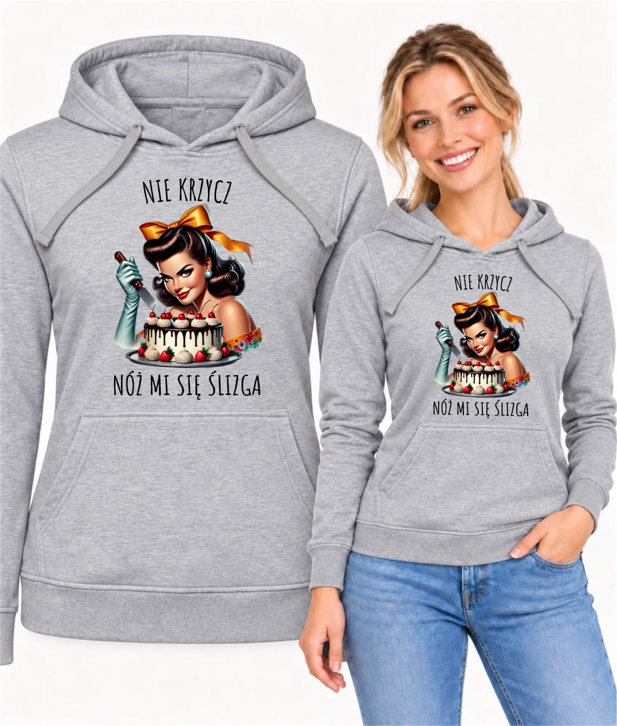 Bluza damska z kapturem - Nie krzycz, nóż mi się ślizga - Czarny humor DZ22