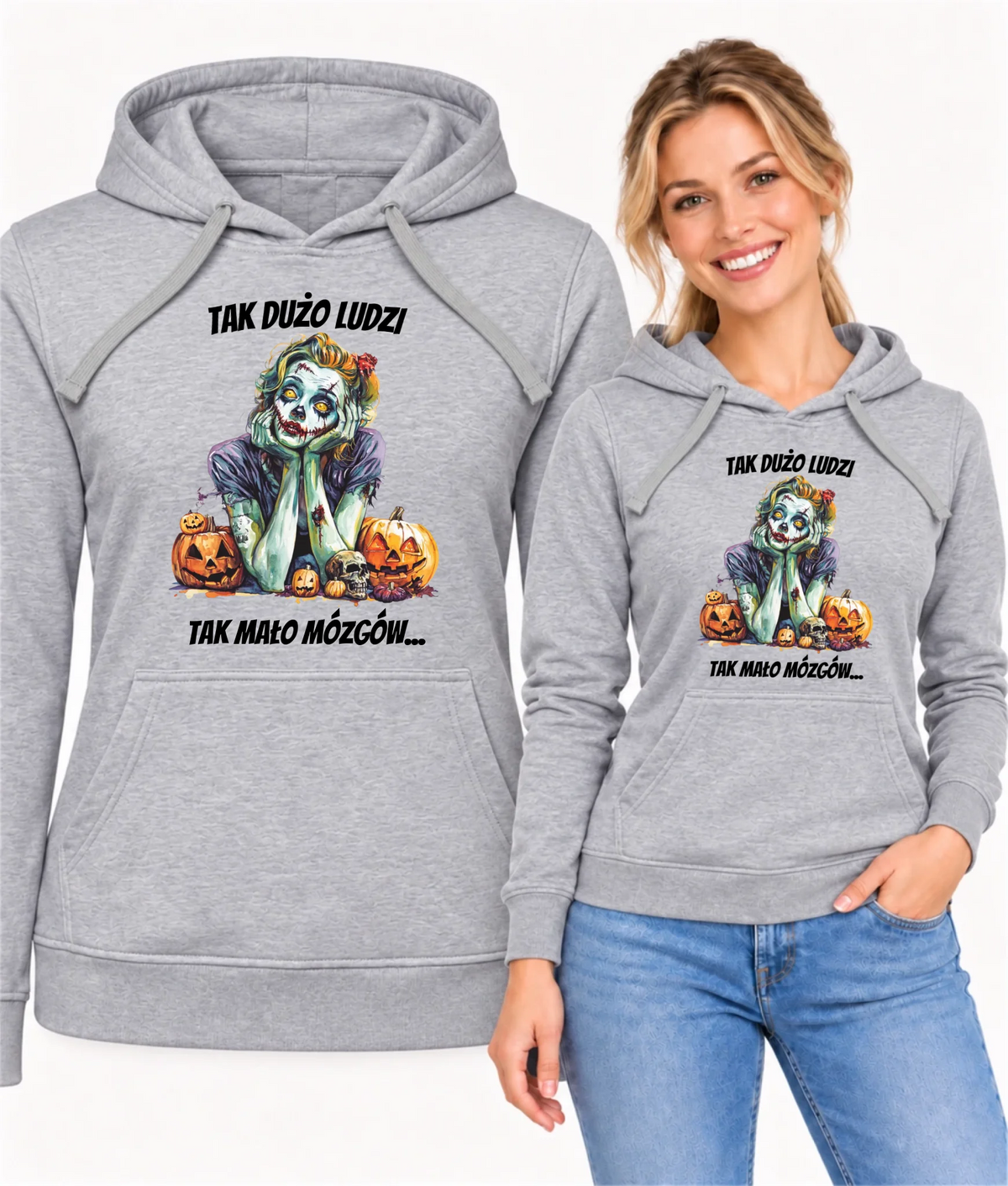 Bluza damska z kapturem na Halloween - Zombie - Tak mało mózgów HL31