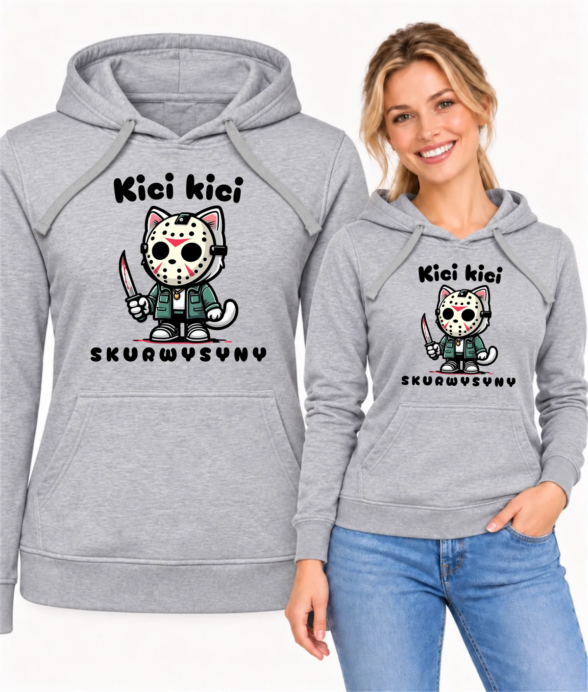 Bluza damska z kapturem na Halloween - Kici kici sk*rwysyny - bez cenzury HL28