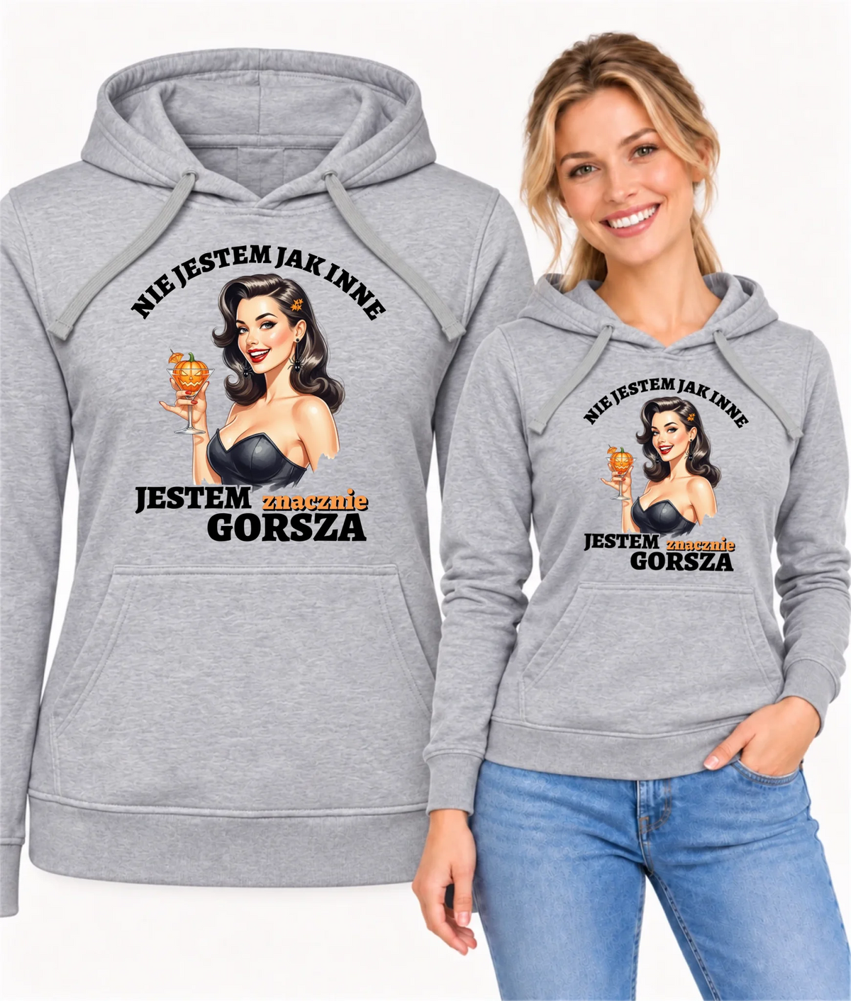 Bluza damska z kapturem halloweenowa - Nie jestem jak inne HL24