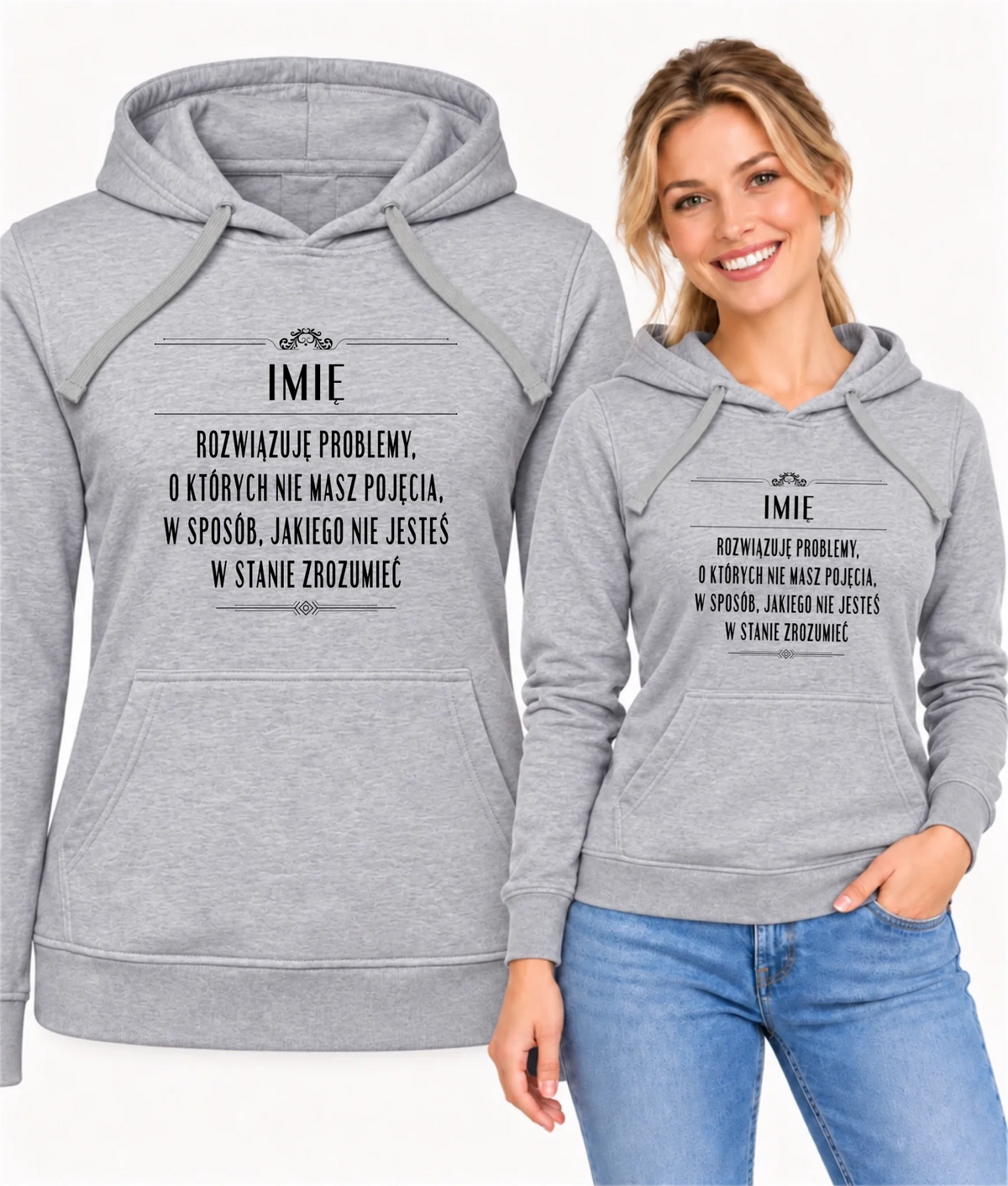 Bluza damska z kapturem - Rozwiązuję problemy, o których nie masz pojęcia - personalizowana DZ20