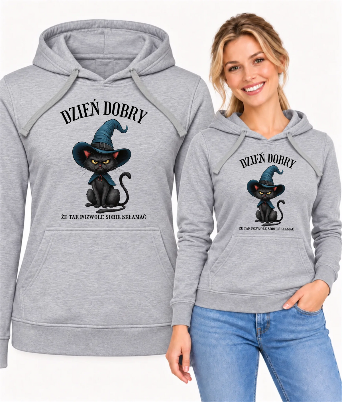 Bluza damska z kapturem halloweenowa - Dzień dobry, że tak pozwolę sobie skłamać HL27