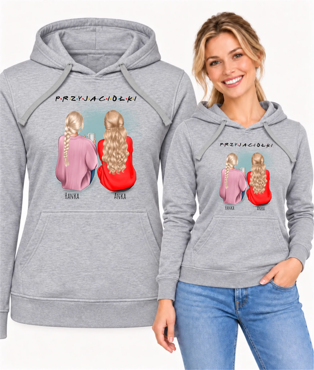 Bluza damska z kapturem - prezent dla przyjaciółki - personalizowane postacie 2-4 osoby PR02