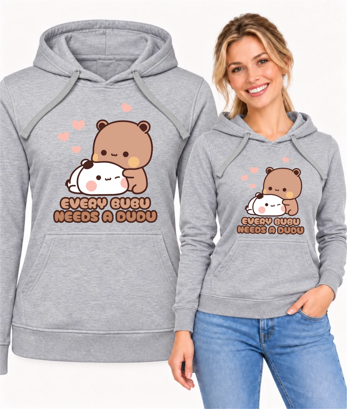 Bluza damska z kapturem dla par - Every Bubu needs a Dudu W33