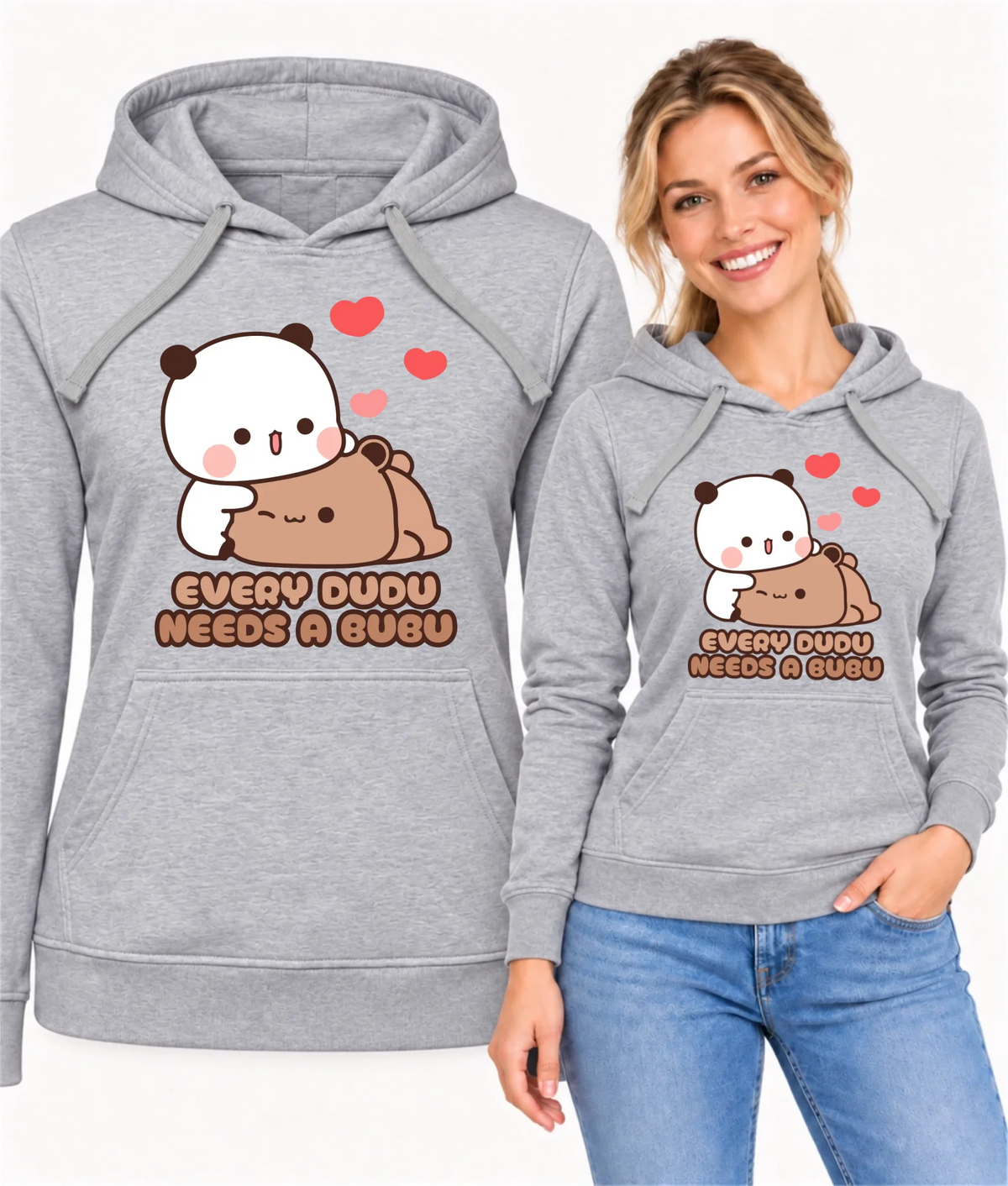 Bluza damska z kapturem dla par - Every Dudu needs a Bubu W32