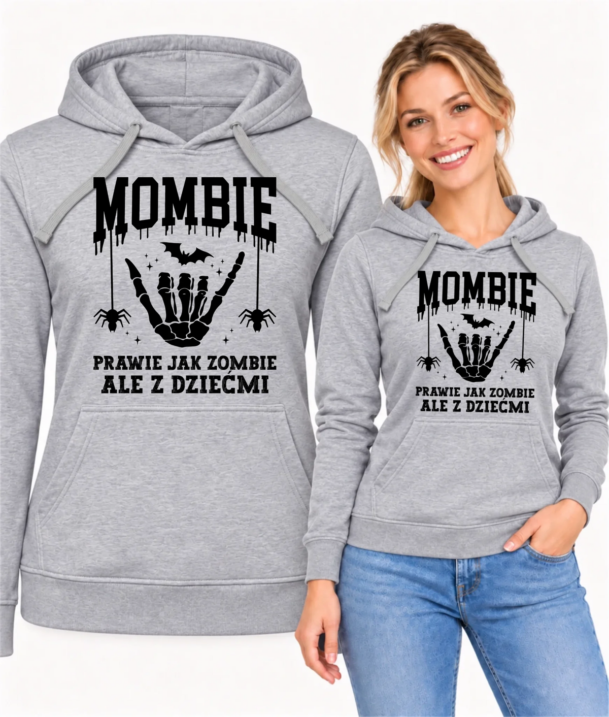 Bluza damska z kapturem dla mamy - Mombie - zombie z dziećmi HL18