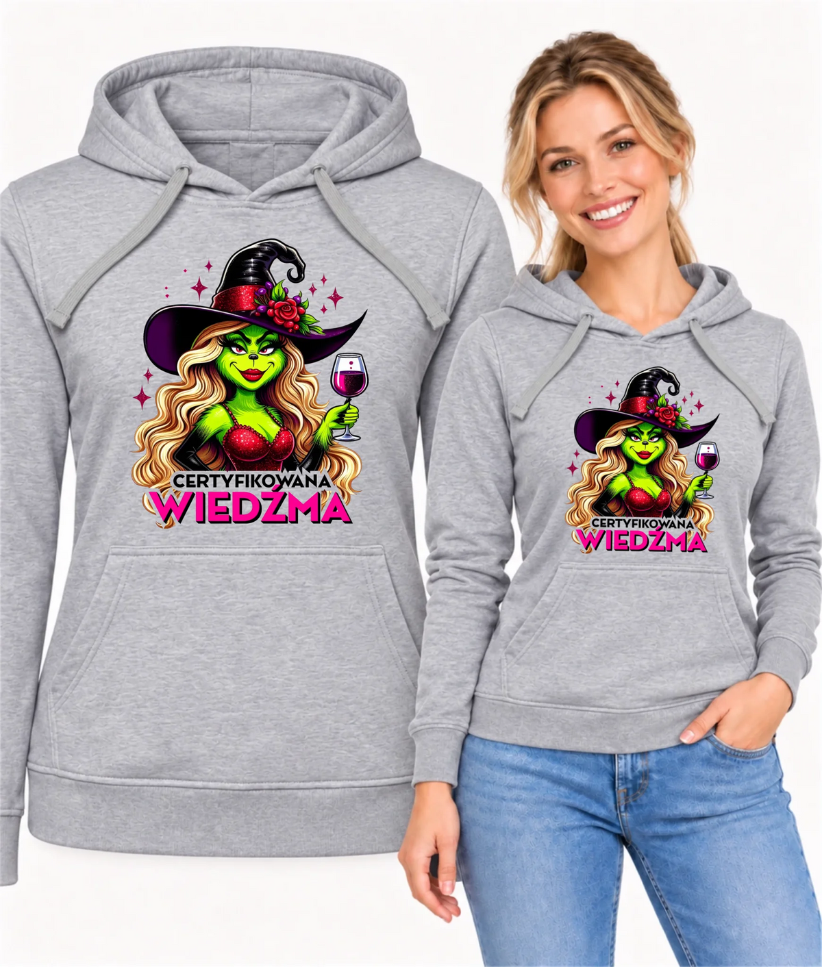 Bluza damska z kapturem - Certyfikowana wiedźma - śmieszna HL13