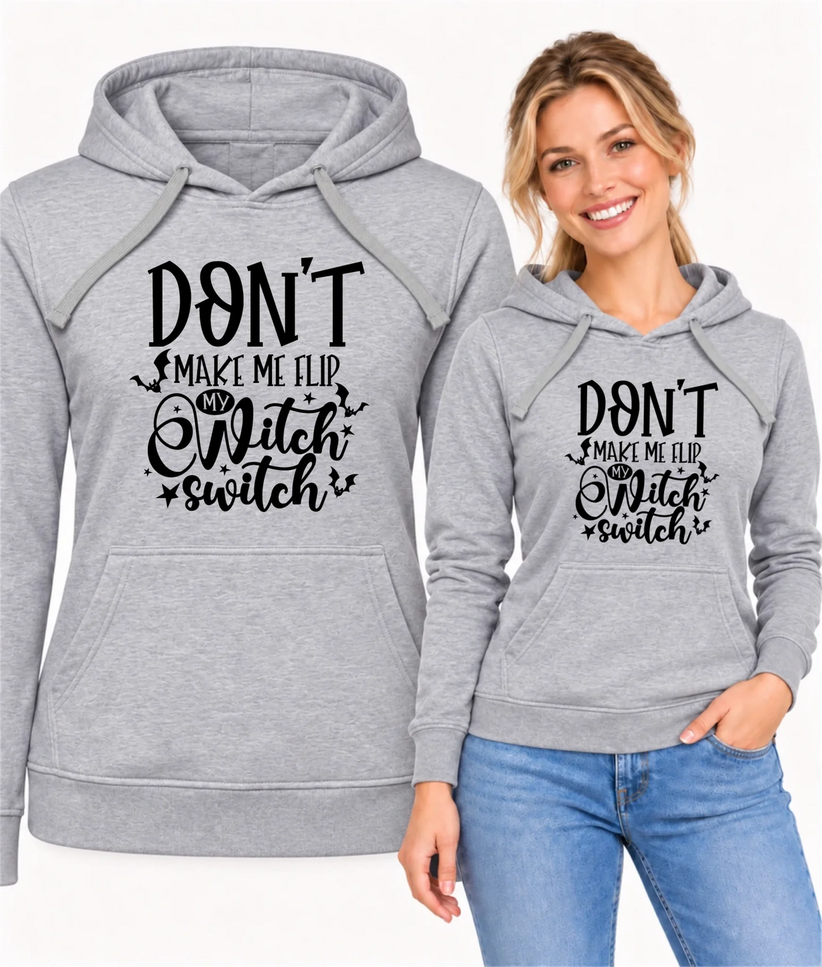 Bluza damska z kapturem na Halloween - Don't make me flip my witch switch - śmieszna HL11