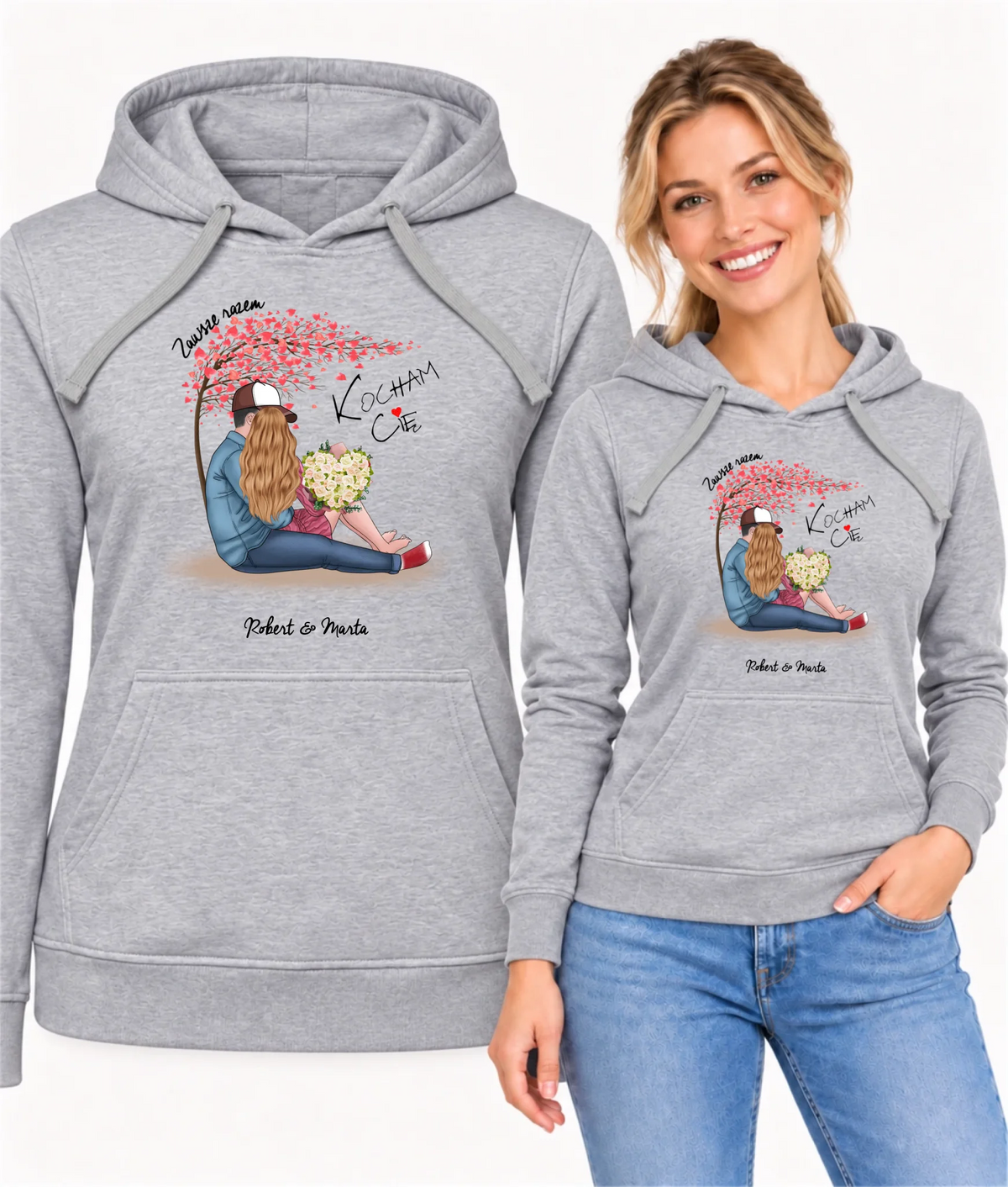 Bluza damska z kapturem dla par - prezent dla dziewczyny narzeczonej żony - Zawsze razem - personalizowana W04