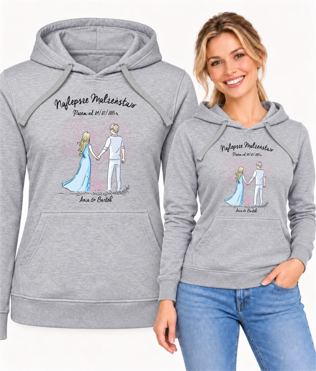 Bluza damska z kapturem dla żony - Najlepsze małżeństwo - personalizowana W03