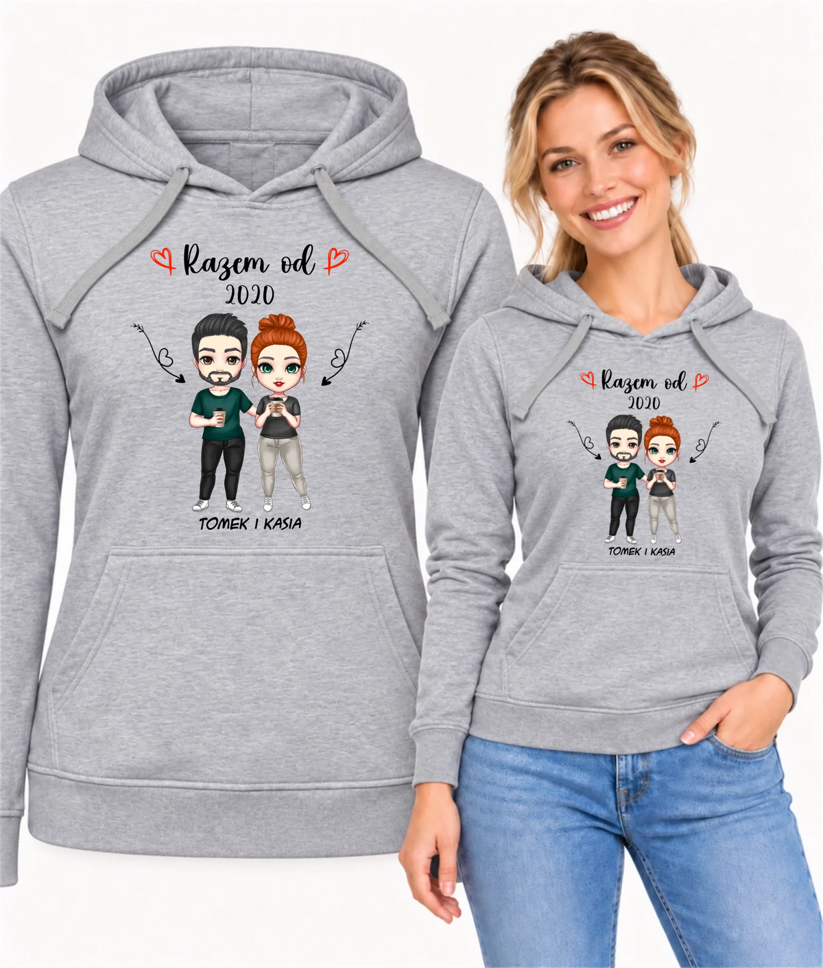 Bluza damska z kapturem - Para razem od - personalizowana W01