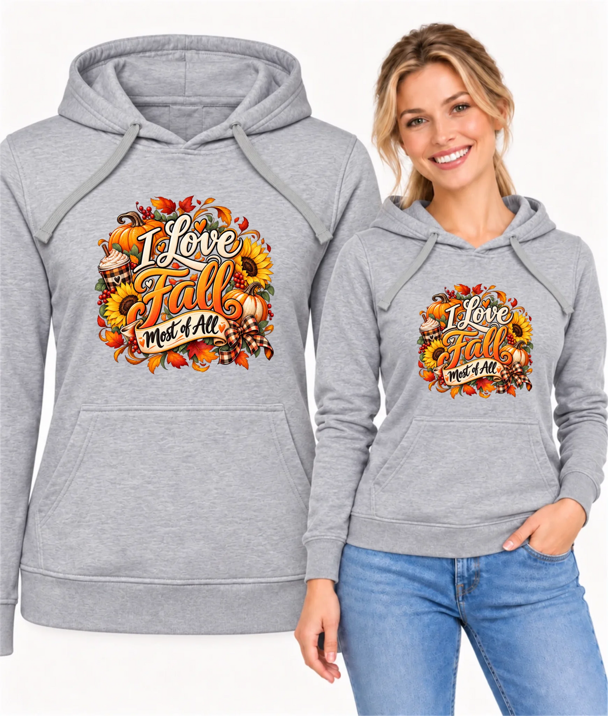 Bluza damska z kapturem jesienna - I Love Fall Most of All II