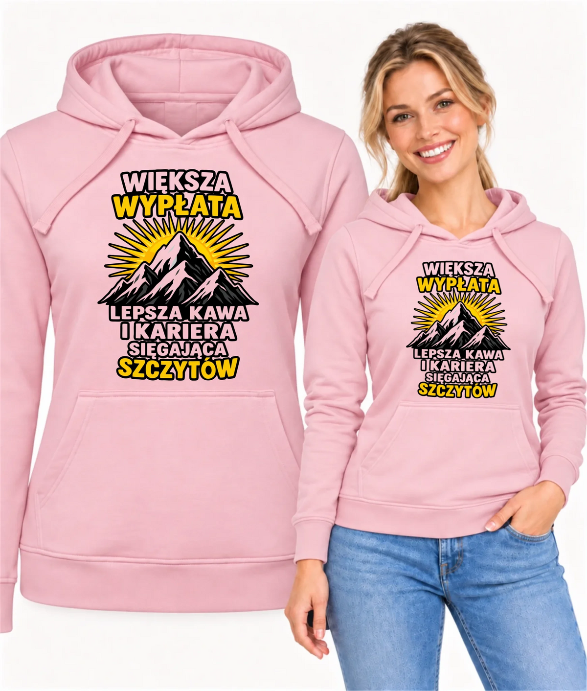 Bluza damska z kapturem na odejście z pracy - Większa wypłata, lepsza kawa