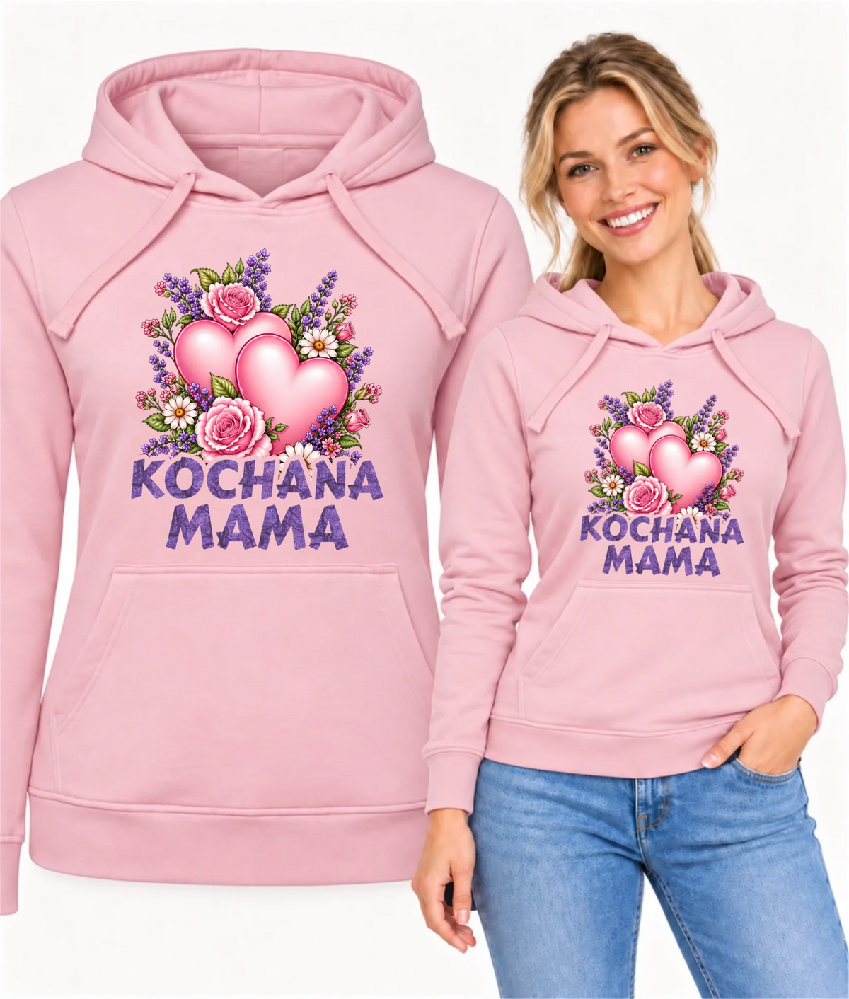 Bluza z kapturem dla mamy - Kochana Mama bukiet z sercem DM46
