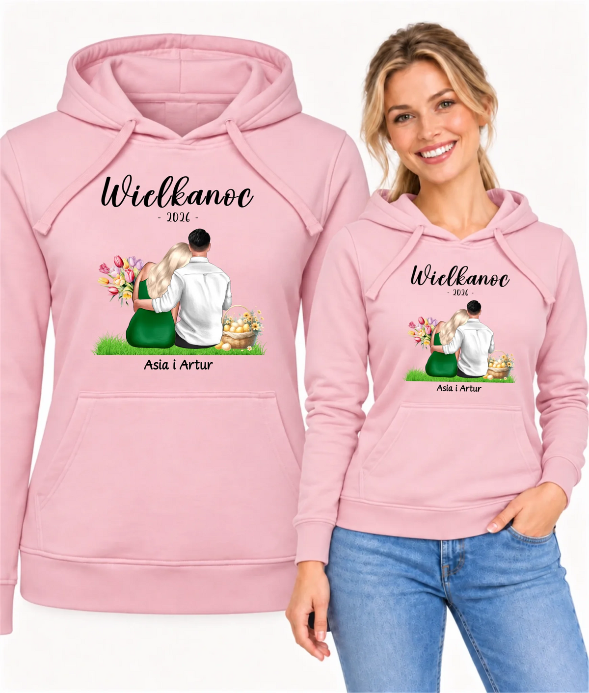 Bluza damska z kapturem na Wielkanoc dla par - personalizowana WN36