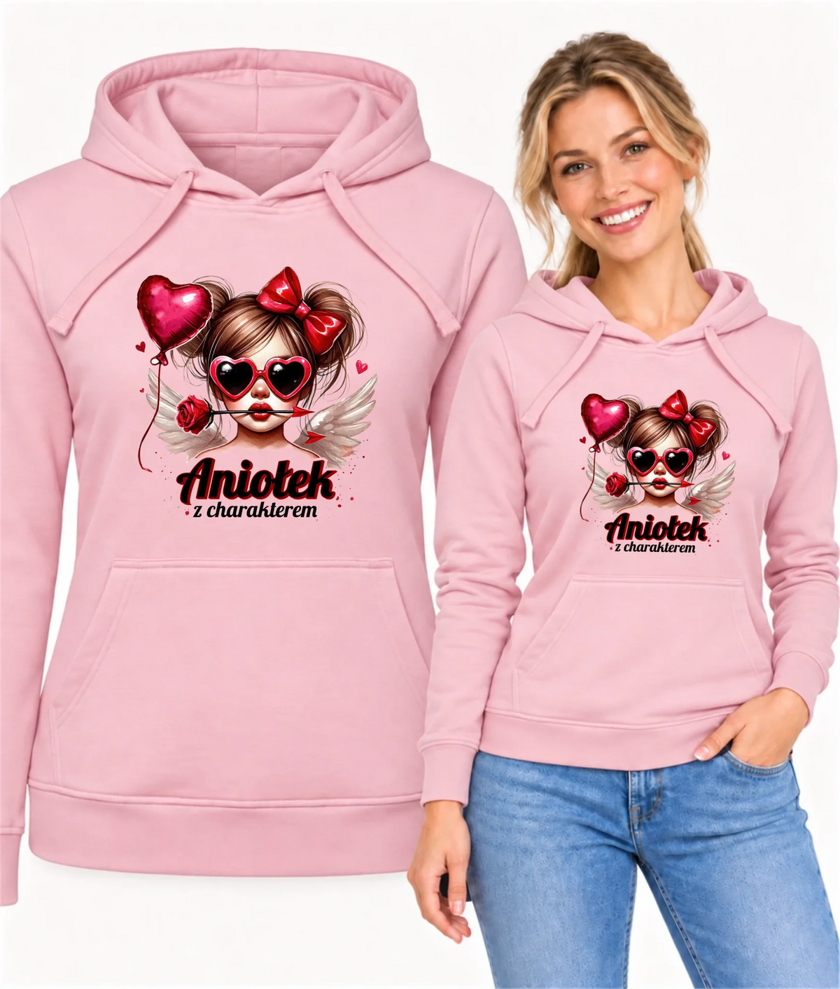Bluza damska z kapturem - Aniołek z charakterem W58