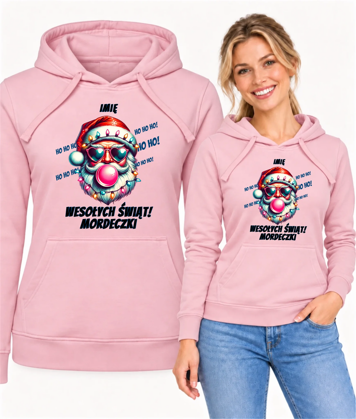 Bluza damska z kapturem świąteczna - Mikołaj Wesołych Świąt Mordeczki - personalizowana BN17