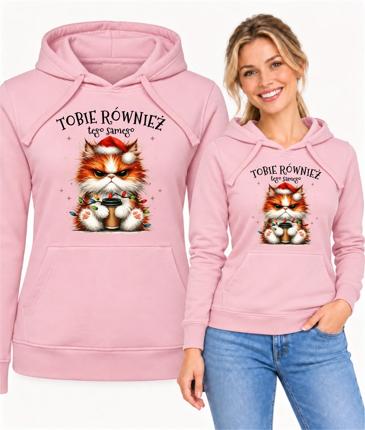 Bluza damska z kapturem świąteczna - Grumpy Cat Tobie również tego samego BN32