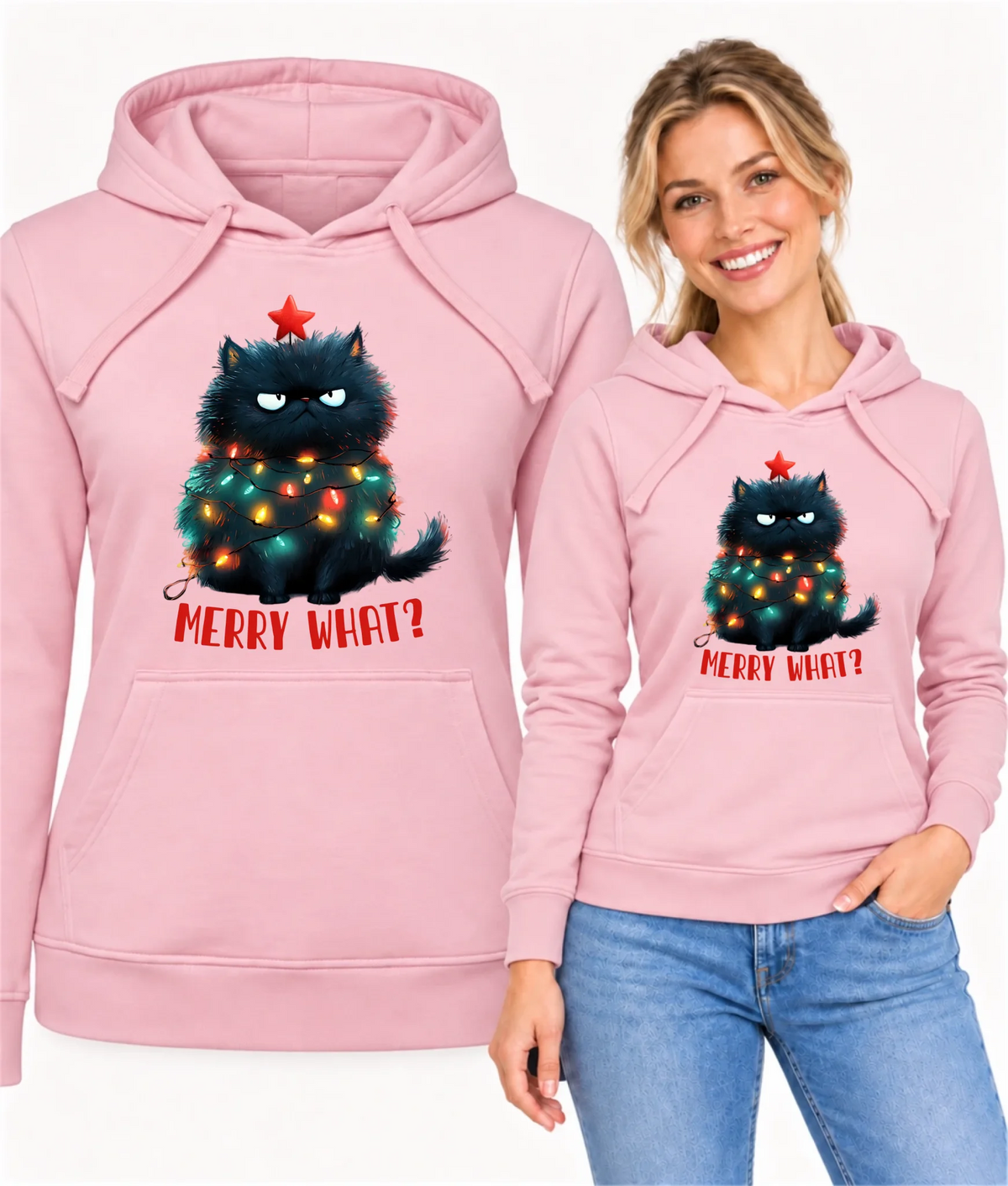 Bluza damska z kapturem świąteczna - Grumpy Cat Merry what? BN37
