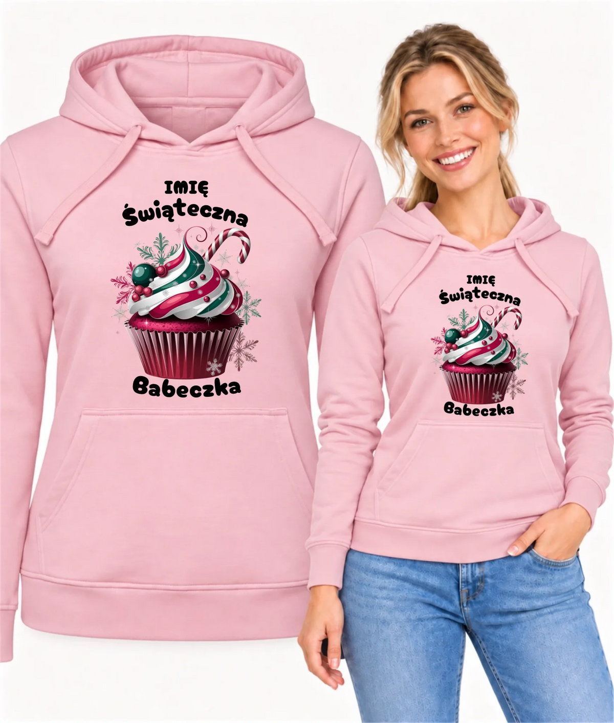 Bluza damska z kapturem na święta - Świąteczna babeczka - personalizowana BN30
