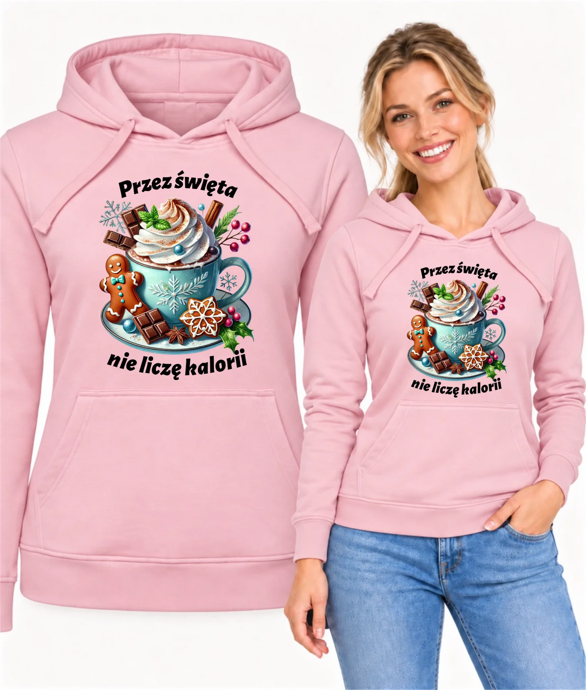 Bluza damska z kapturem świąteczna - Przez święta nie liczę kalorii BN31