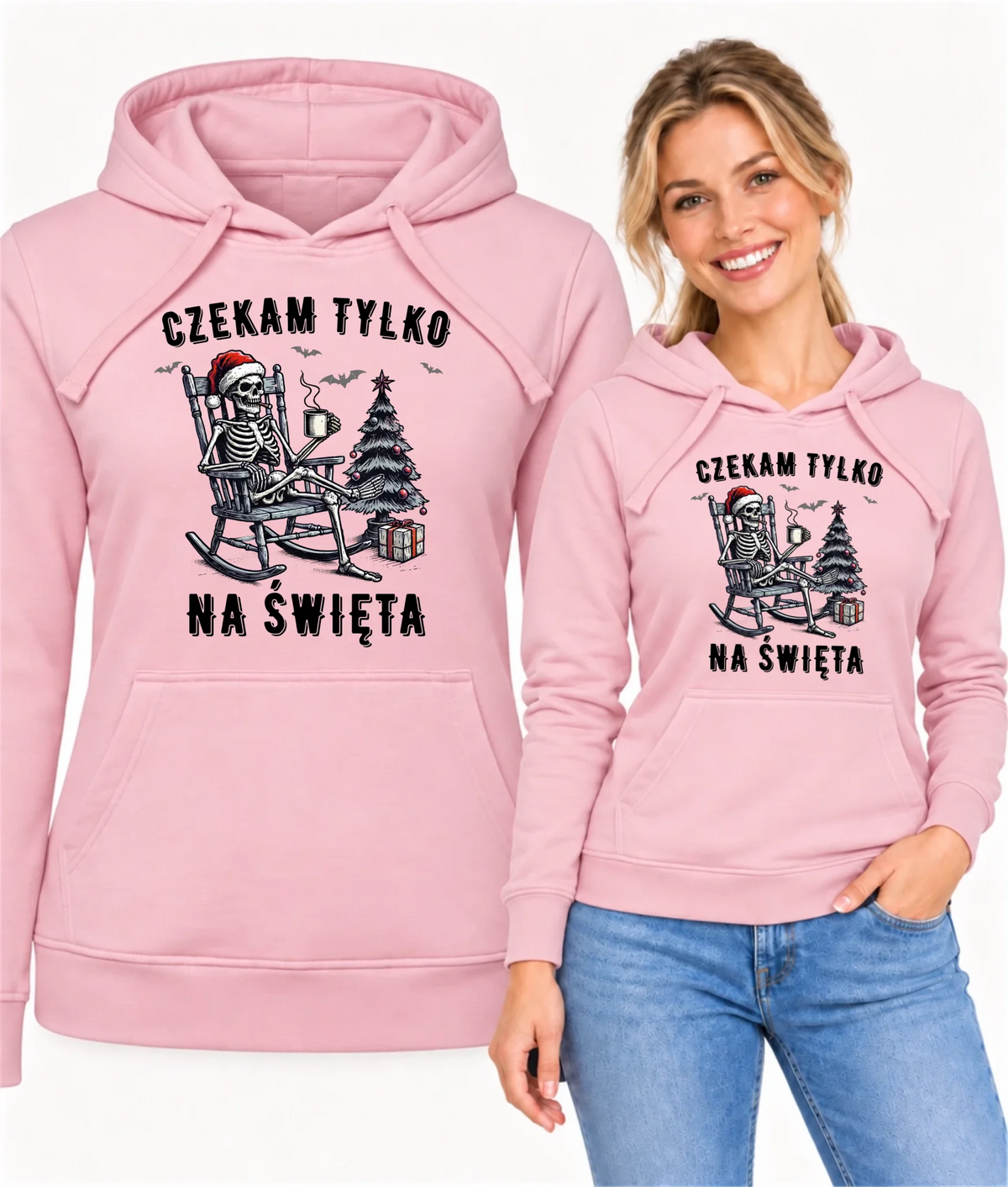 Bluza damska z kapturem świąteczna - Czekam tylko na święta BN56