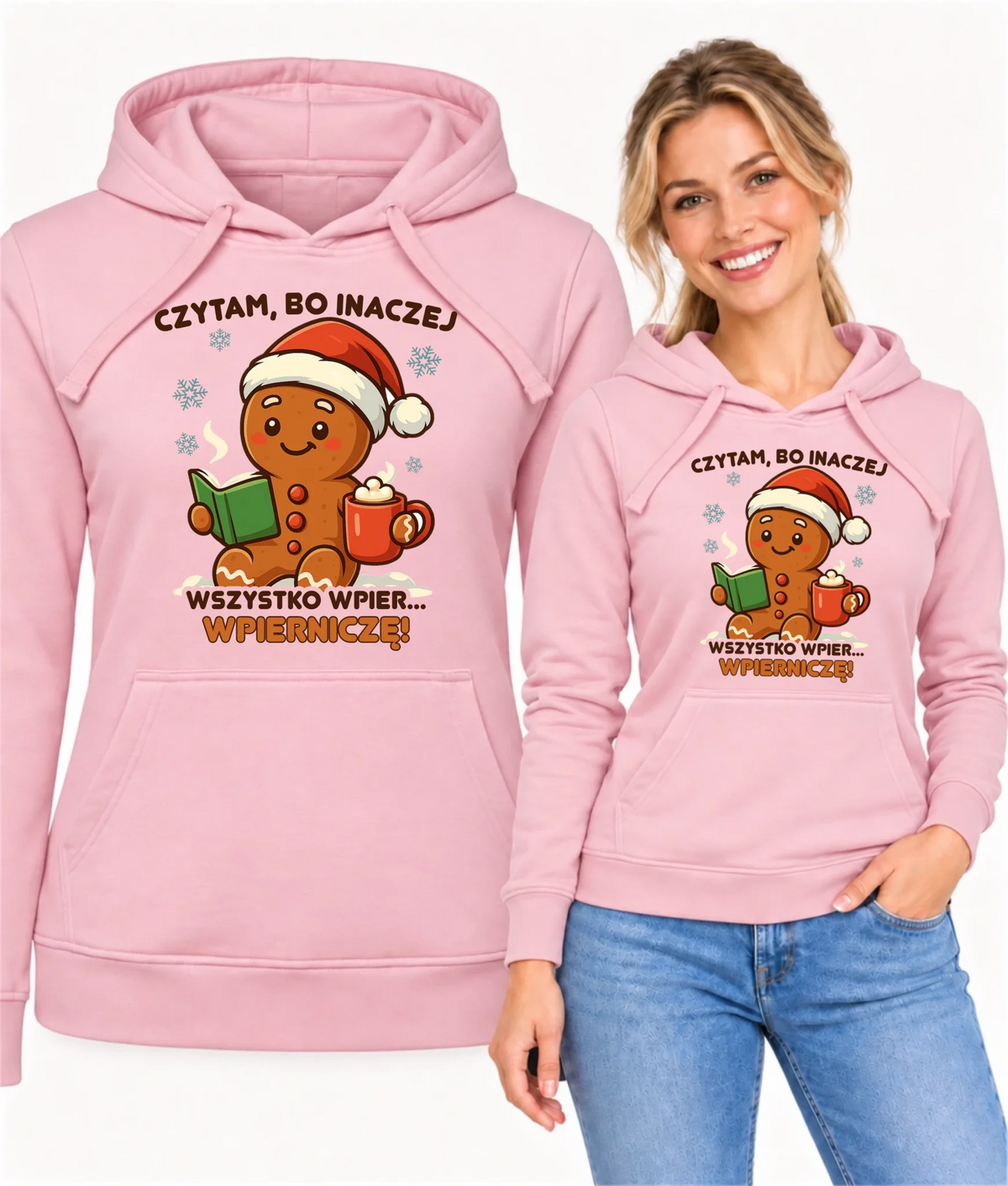 Bluza damska z kapturem świąteczna - Czytam, bo inaczej wszystko wpier... wpierniczę BN79