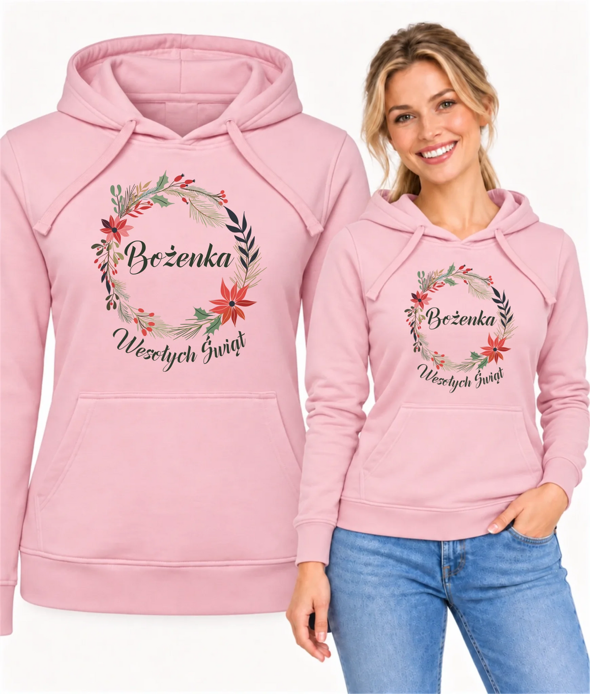 Bluza damska z kapturem świąteczna - Wesołych Świąt - personalizowana BN19