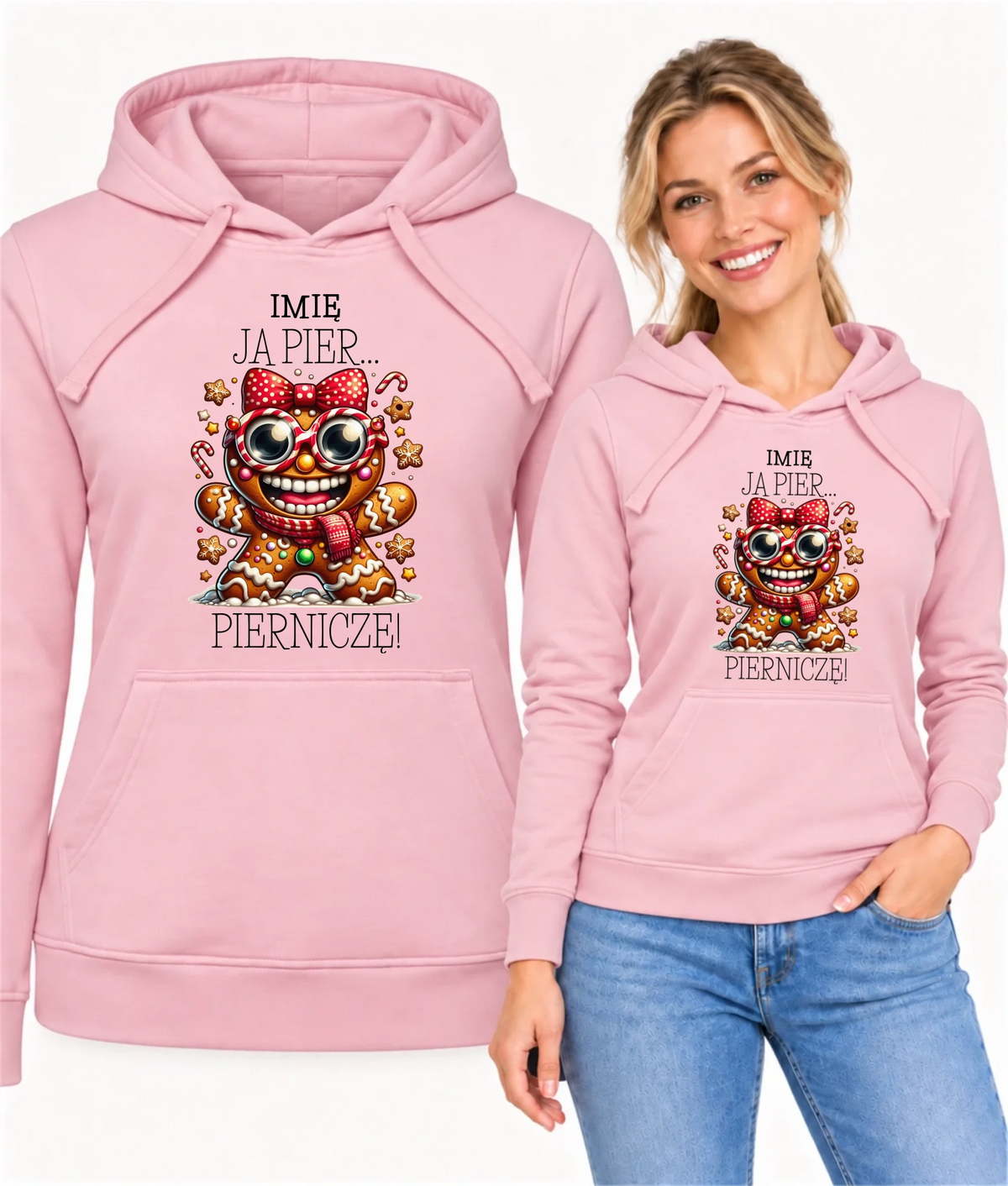 Bluza damska z kapturem świąteczna - Babeczka Ja pierniczę - personalizowana BN95