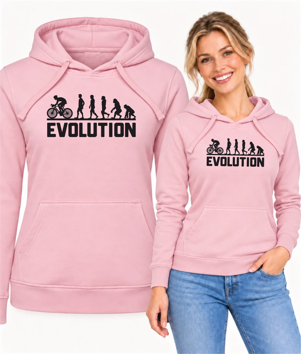 Bluza damska z kapturem na rower - Ewolucja rowerzysty HR04