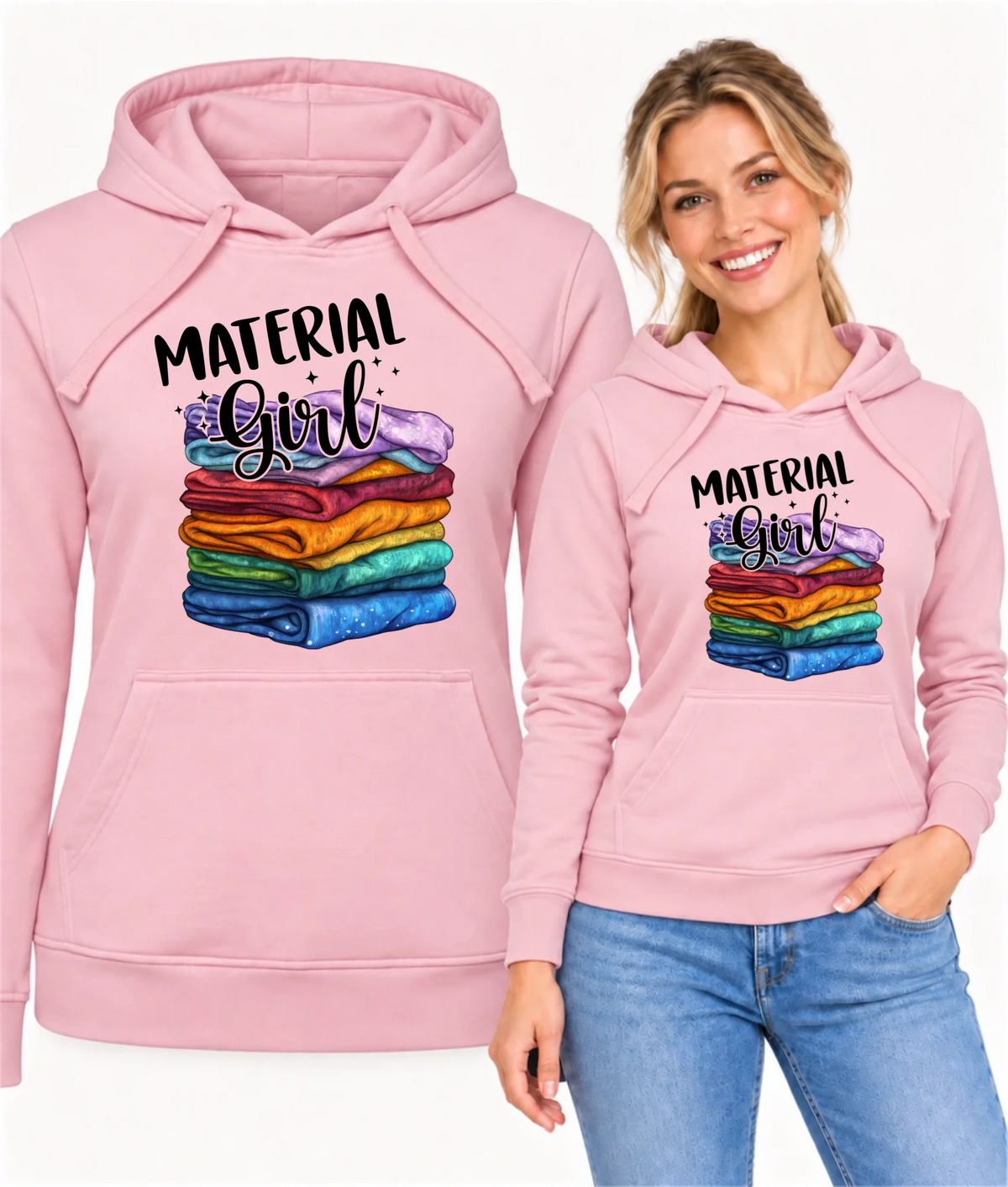 Bluza damska z kapturem szyciowa - prezent dla krawcowej - Material Girl HS02